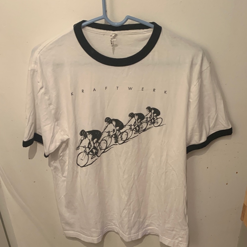 Sweet Kraftwerk ATK 2 Tone Eurospun White Cotton Tshirt W/Black Trim SZ Large